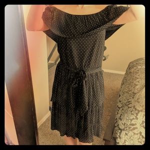 WHBM Polka Dots Off-Shoulder Ruffle Cocktail Dress